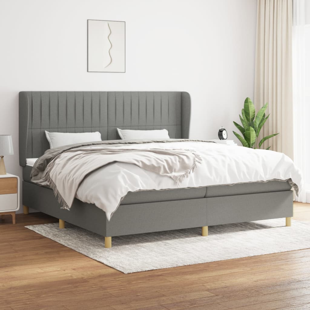 kontinentalseng med madras 200x200 cm stof mørkegrå