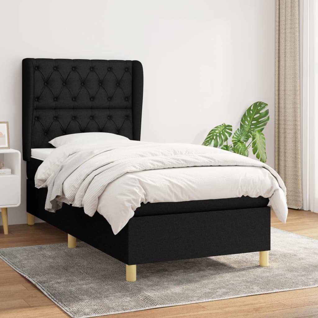 kontinentalseng med madras 80x200 cm stof sort