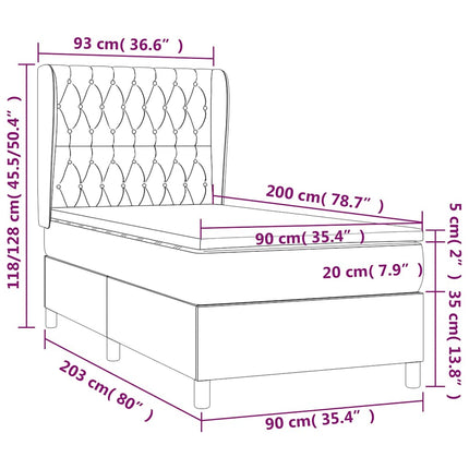 kontinentalseng med madras 90x200 cm stof cremefarvet