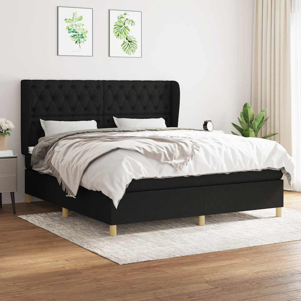 kontinentalseng med madras 160x200 cm stof sort