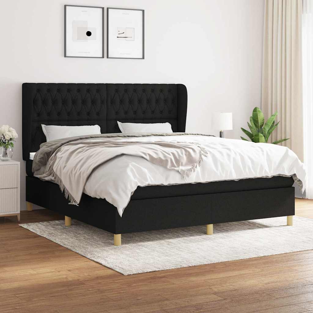 kontinentalseng med madras 180x200 cm stof sort