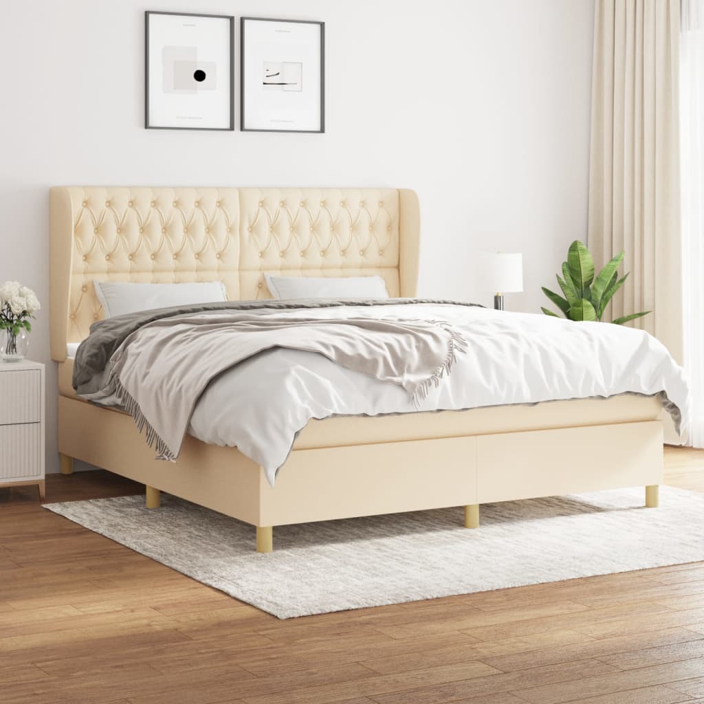 kontinentalseng med madras 180x200 cm stof cremefarvet