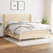 kontinentalseng med madras 180x200 cm stof cremefarvet