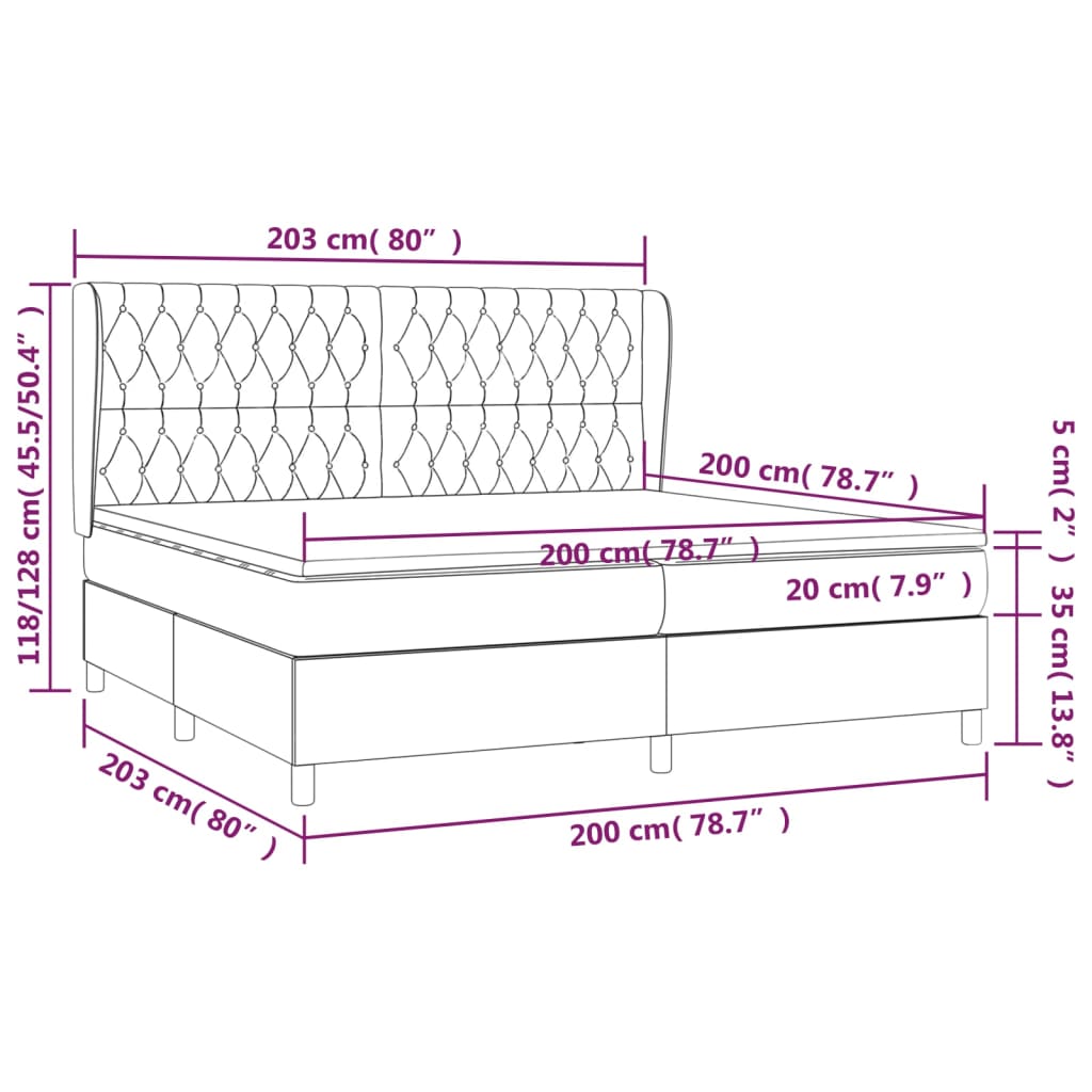 kontinentalseng med madras 200x200 cm stof sort