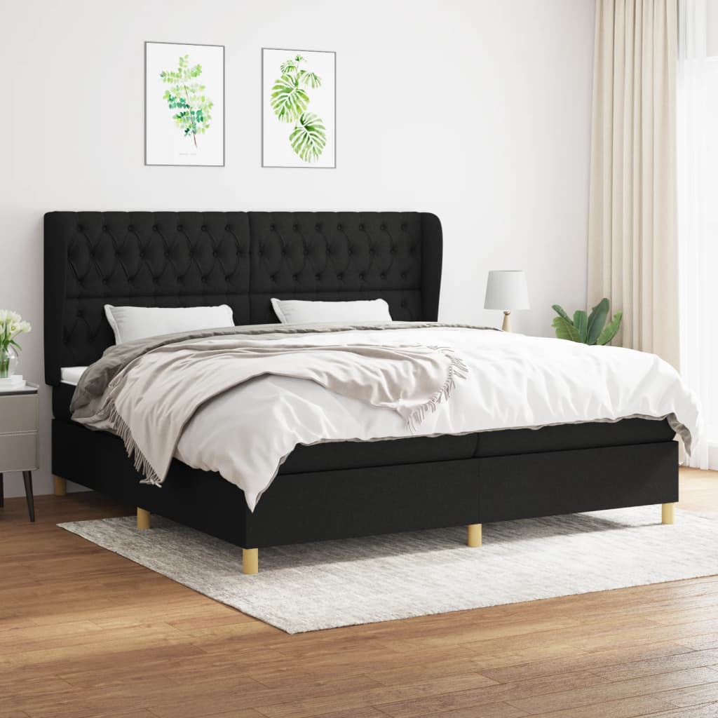 kontinentalseng med madras 200x200 cm stof sort