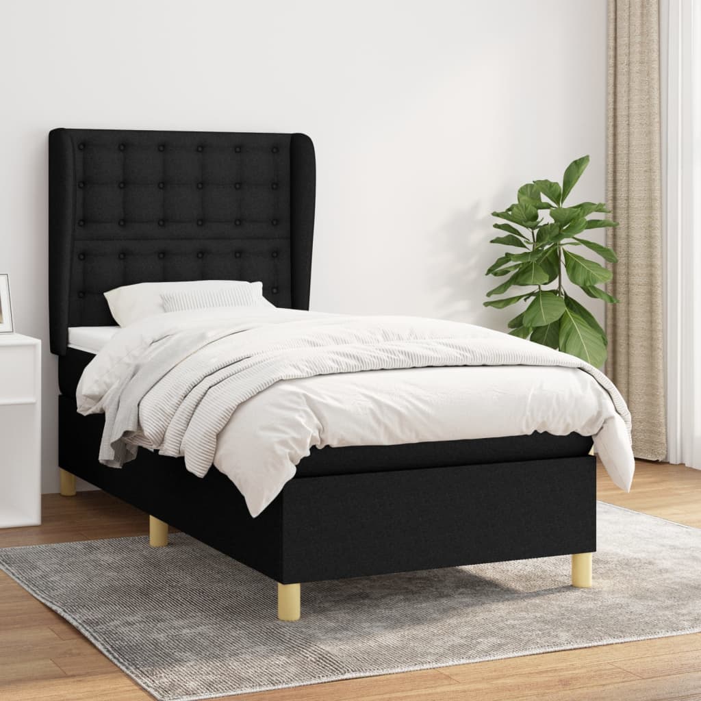 kontinentalseng med madras 80x200 cm stof sort