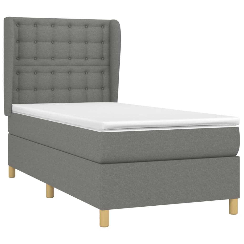 kontinentalseng med madras 90x190 cm stof mørkegrå