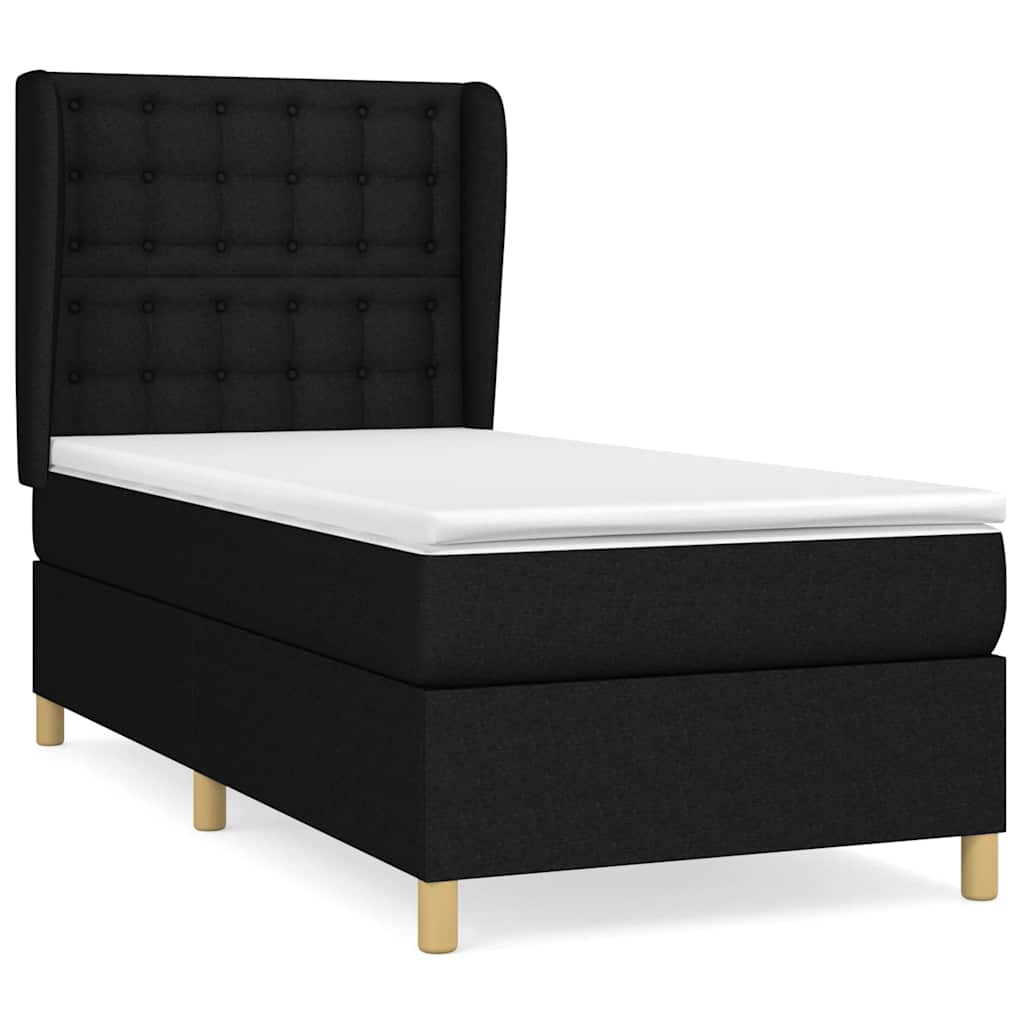 kontinentalseng med madras 90x190 cm stof sort