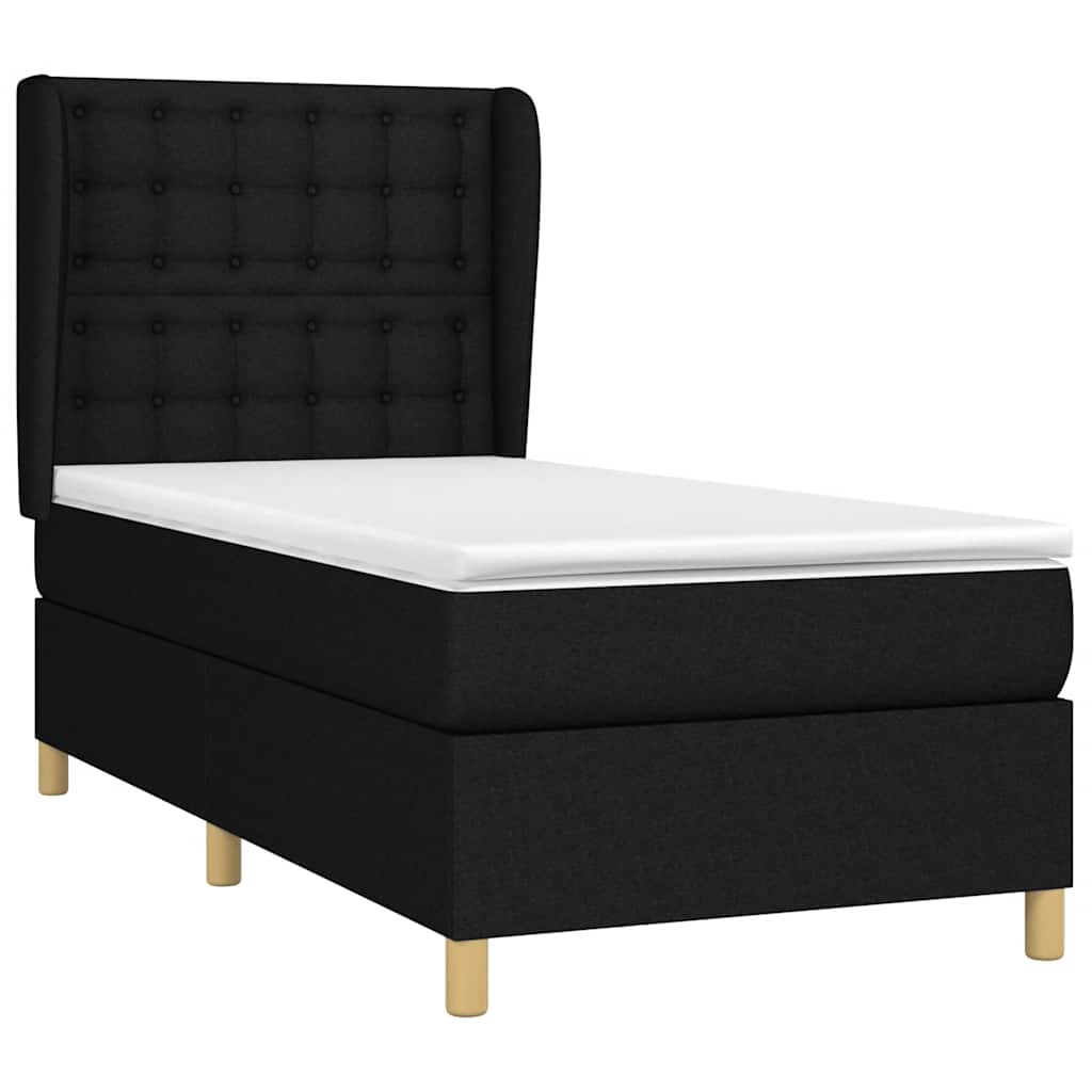 kontinentalseng med madras 90x190 cm stof sort
