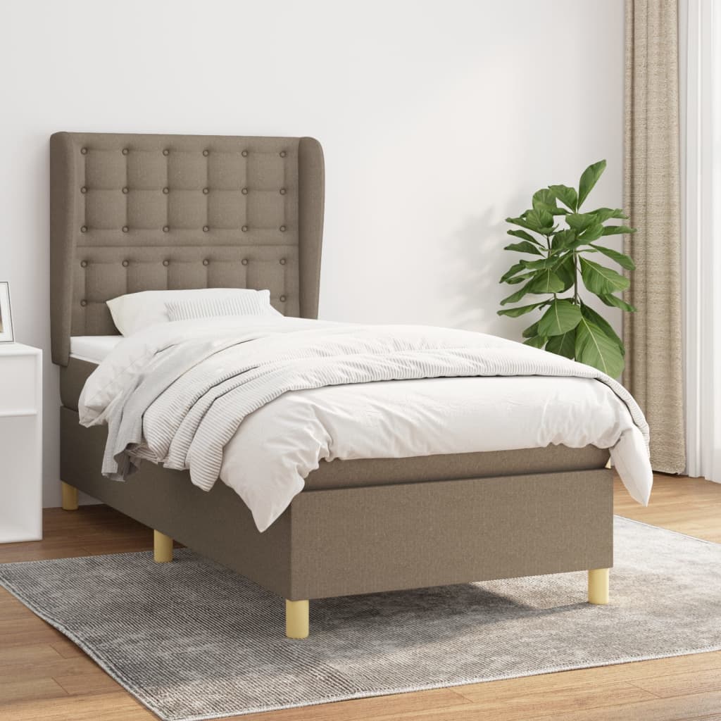 kontinentalseng med madras 90x200 cm stof gråbrun