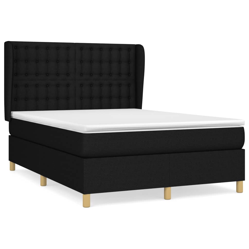 kontinentalseng med madras 140x190 cm stof sort