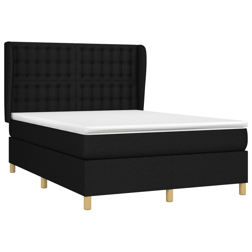 kontinentalseng med madras 140x190 cm stof sort