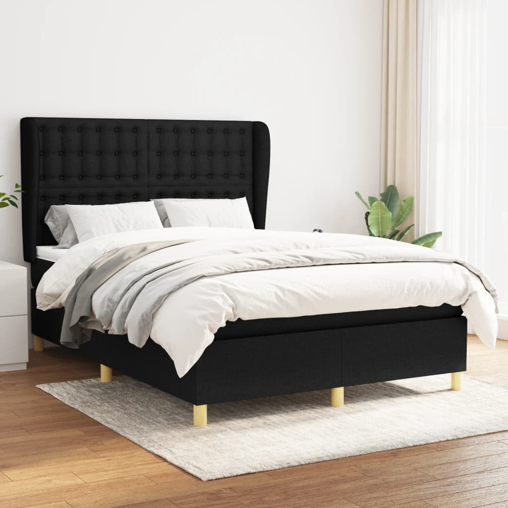 kontinentalseng med madras 140x190 cm stof sort