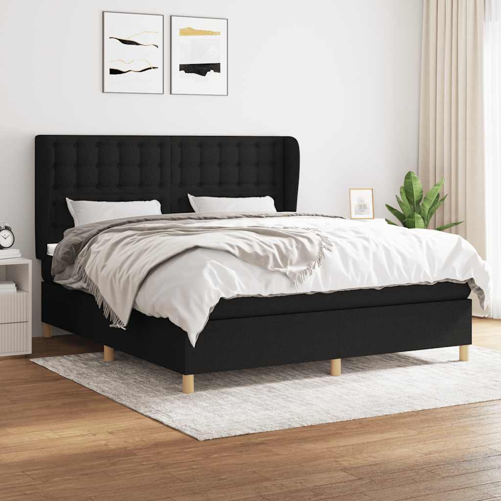 kontinentalseng med madras 160x200 cm stof sort