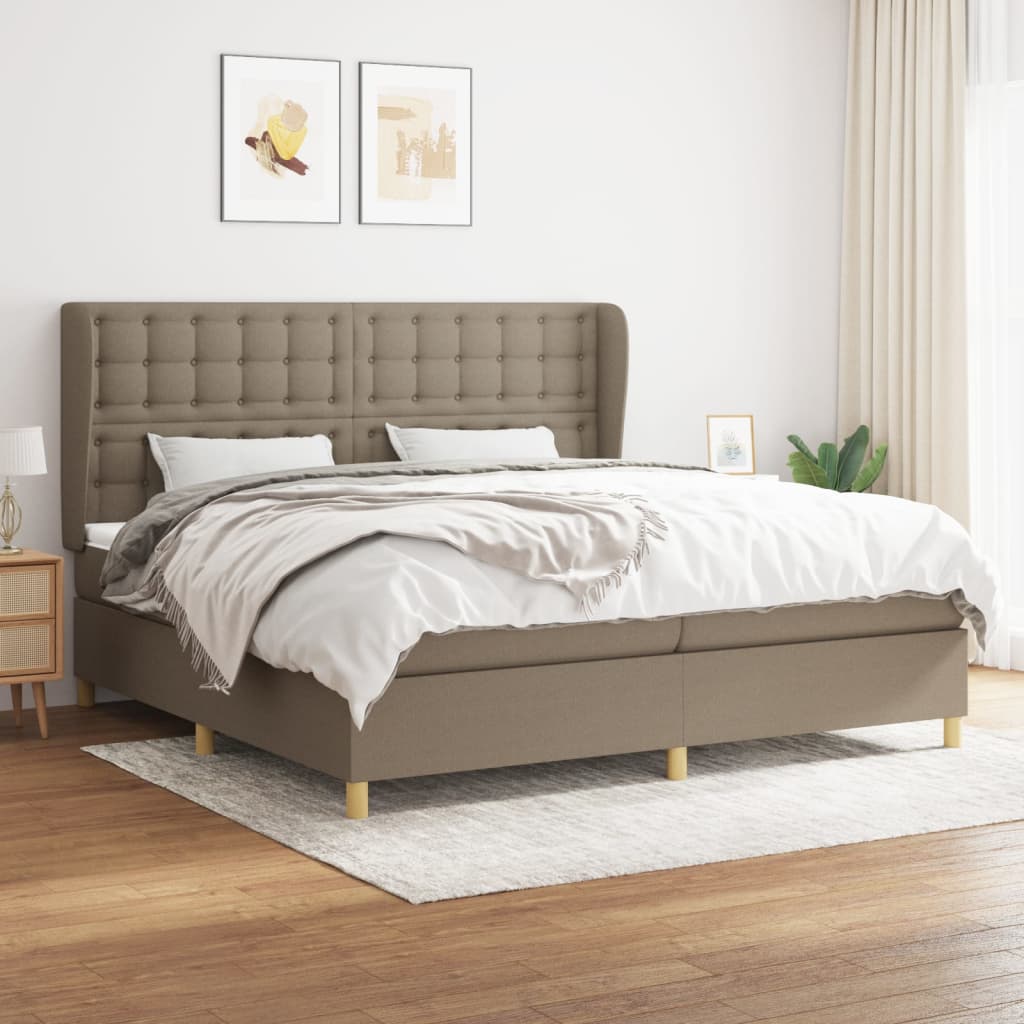 kontinentalseng med madras 200x200 cm stof gråbrun