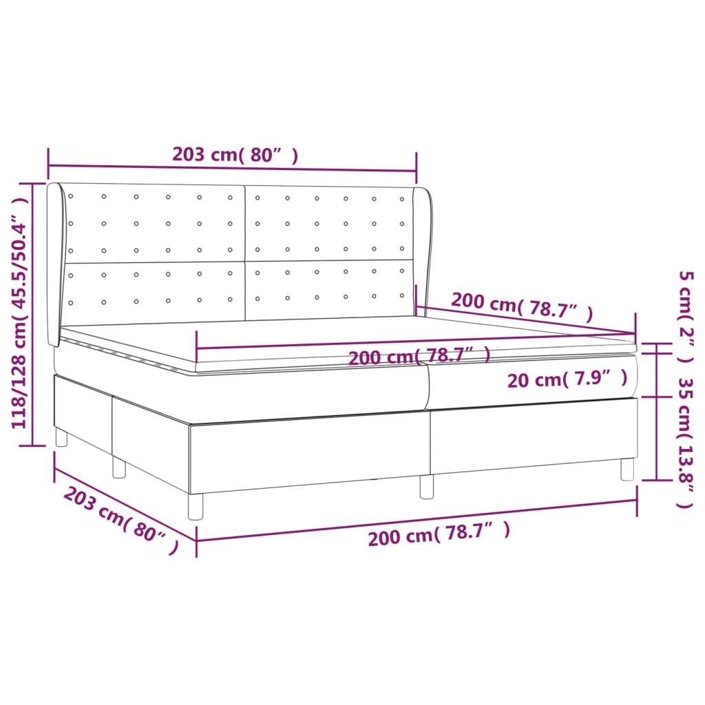 kontinentalseng med madras 200x200 cm stof cremefarvet