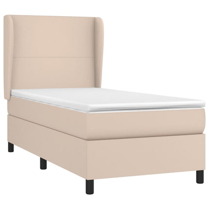 kontinentalseng 90x200 cm kunstlæder cappuccinofarvet