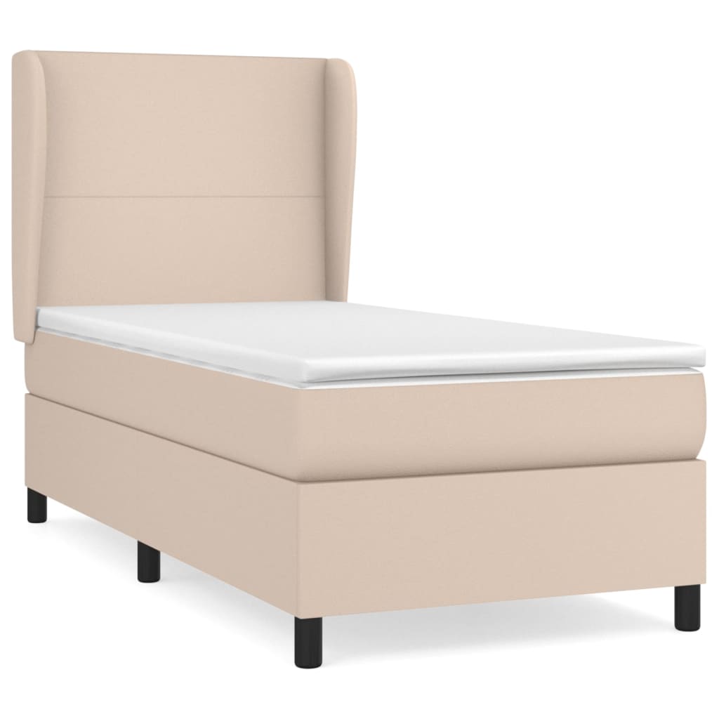 kontinentalseng 100x200 cm kunstlæder cappuccinofarvet