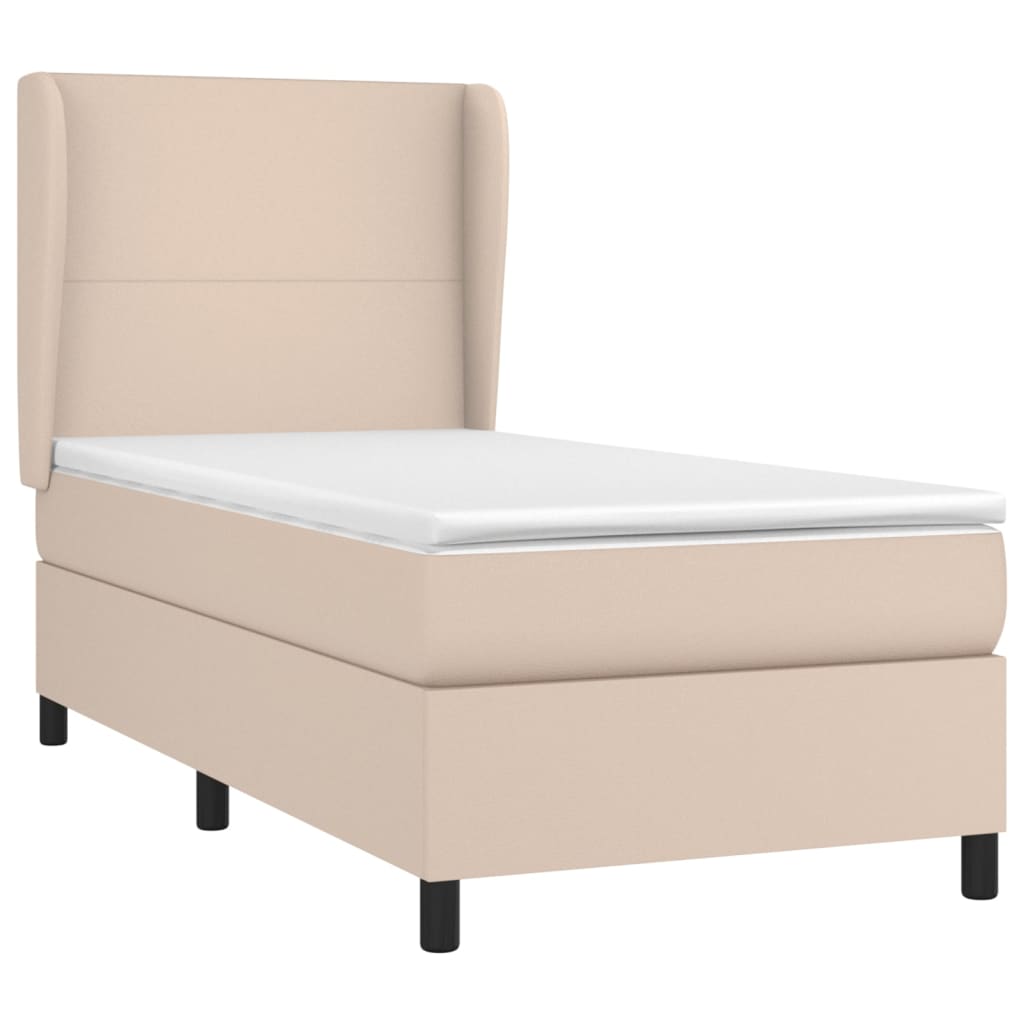 kontinentalseng 100x200 cm kunstlæder cappuccinofarvet