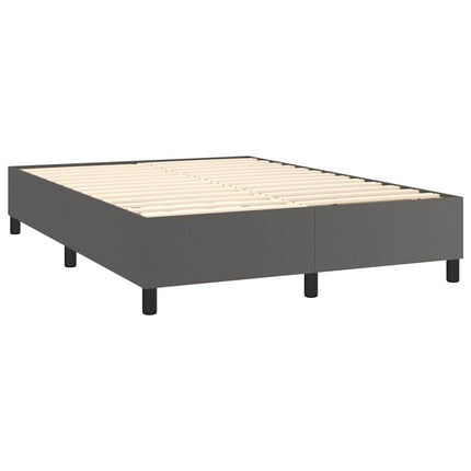 kontinentalseng med madras 140x190 cm kunstlæder grå