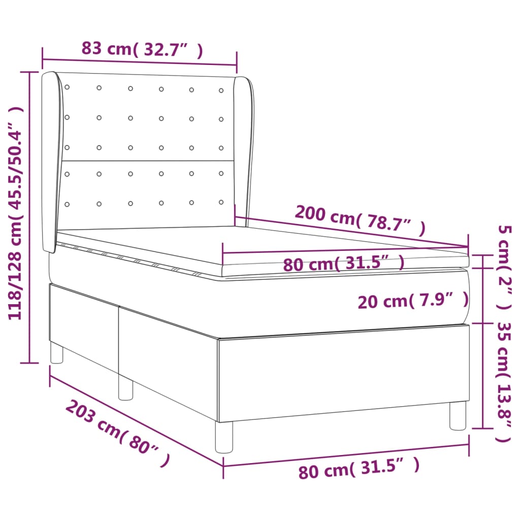 kontinentalseng med madras 80x200 cm kunstlæder hvid