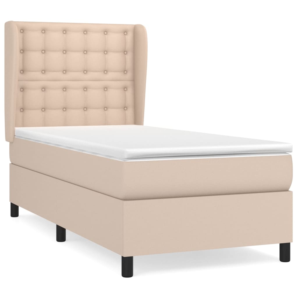 kontinentalseng 90x200 cm kunstlæder cappuccinofarvet