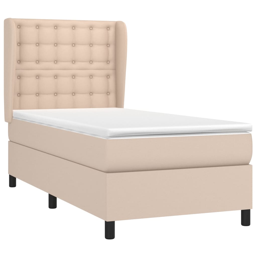 kontinentalseng 90x200 cm kunstlæder cappuccinofarvet