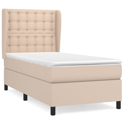 kontinentalseng 100x200 cm kunstlæder cappuccinofarvet