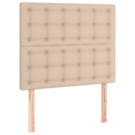 kontinentalseng 100x200 cm kunstlæder cappuccinofarvet