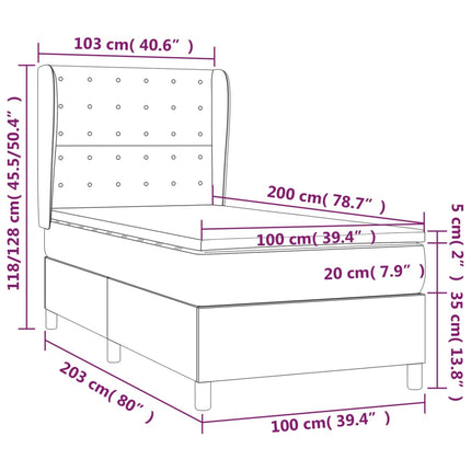 kontinentalseng 100x200 cm kunstlæder cappuccinofarvet