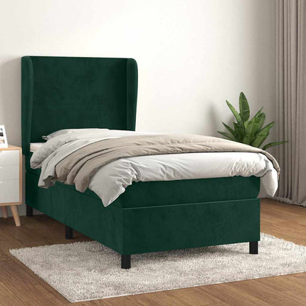 kontinentalseng med madras 80x200 cm fløjl mørkegrøn