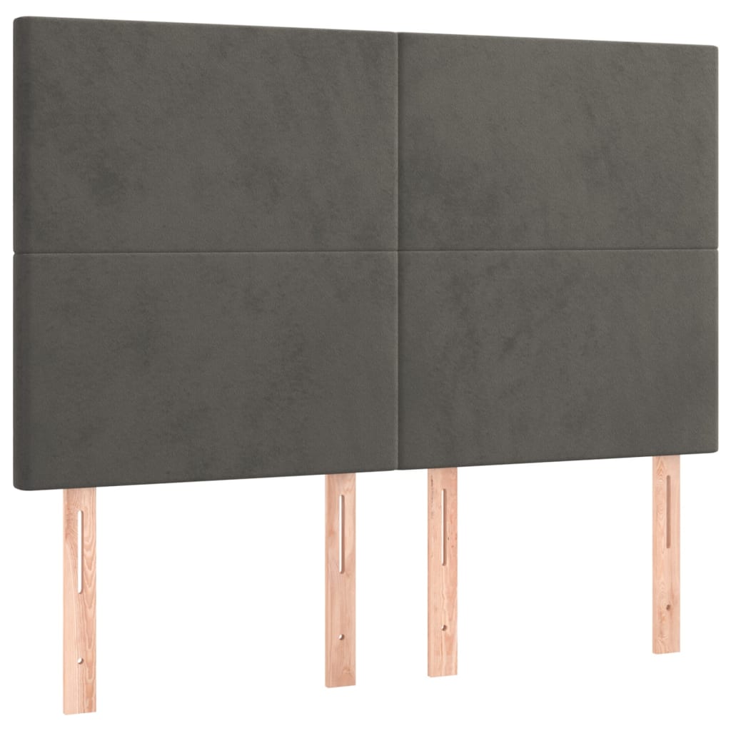 kontinentalseng med madras 140x190 cm fløjl mørkegrå