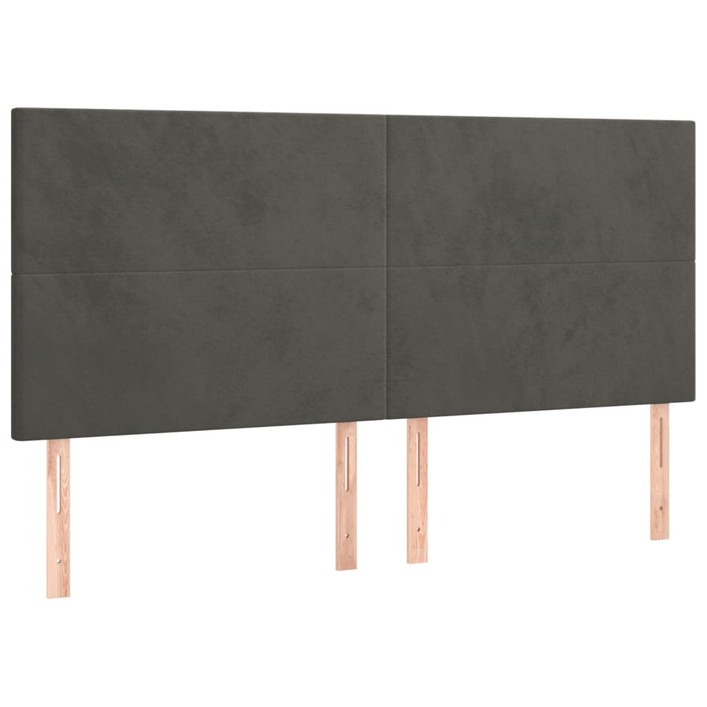 kontinentalseng med madras 200x200 cm fløjl mørkegrå