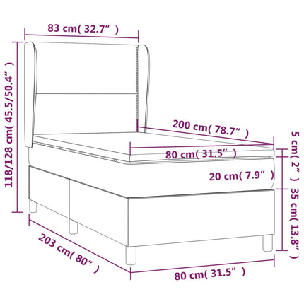 kontinentalseng med madras 80x200 cm fløjl mørkeblå