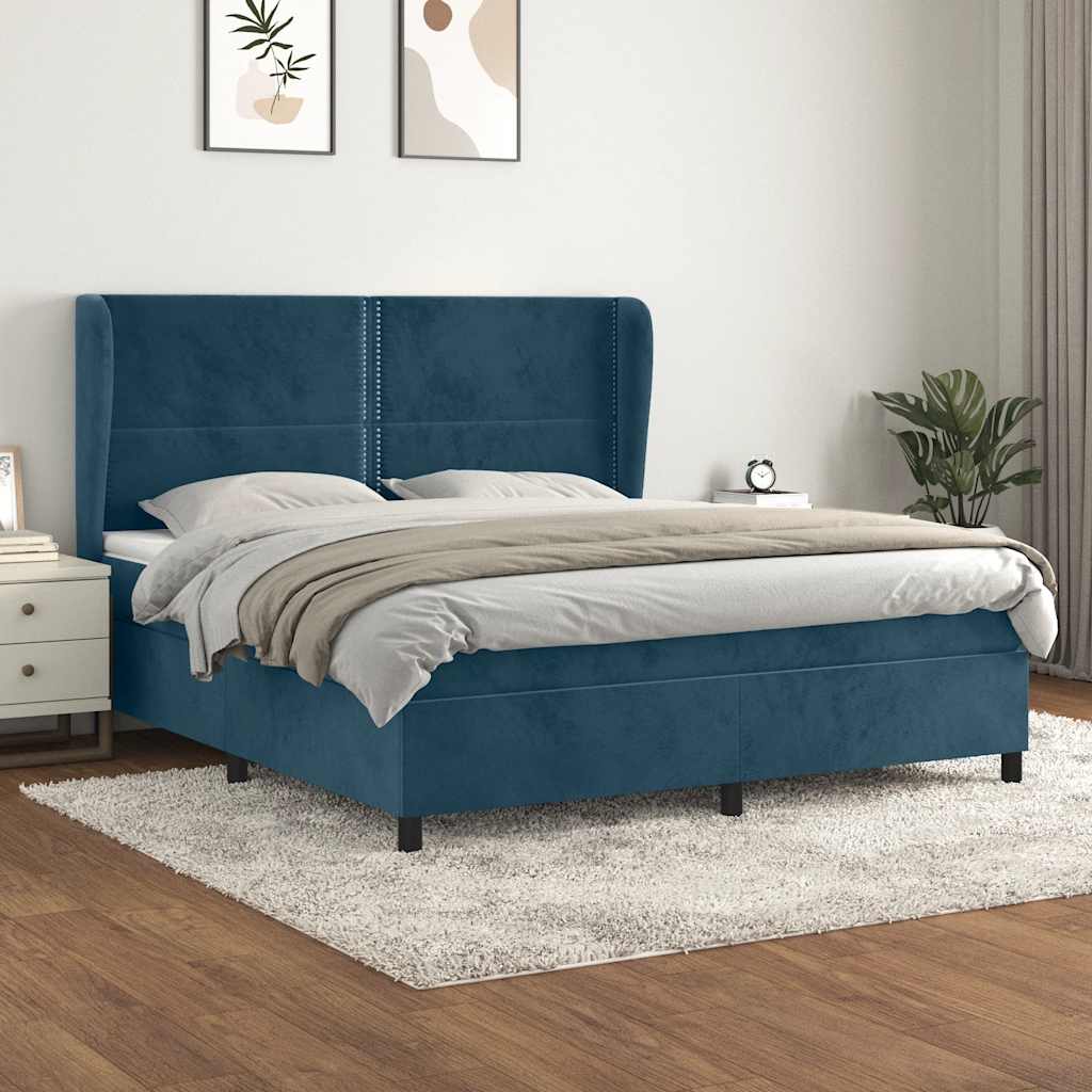 kontinentalseng med madras 160x200 cm fløjl mørkeblå