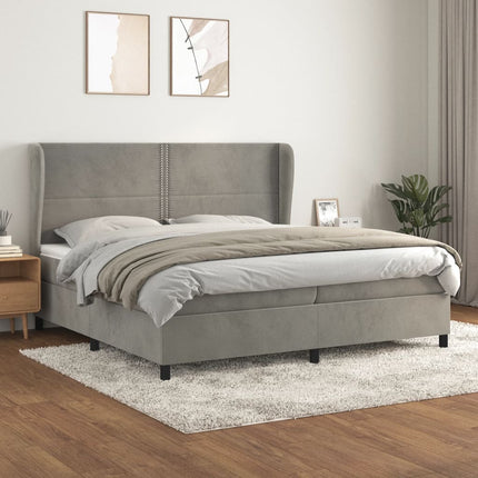 kontinentalseng med madras 200x200 cm fløjl lysegrå