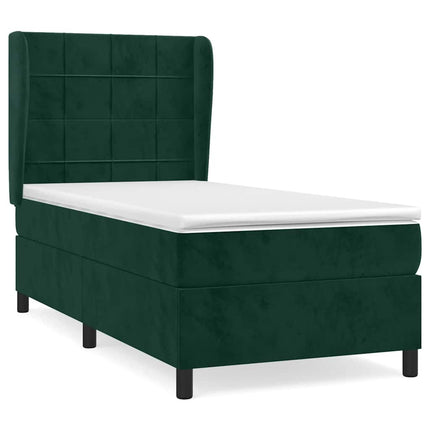kontinentalseng med madras 80x200 cm fløjl mørkegrøn