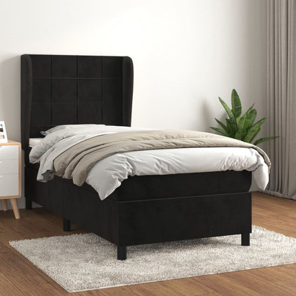 kontinentalseng med madras 90x190 cm fløjl sort