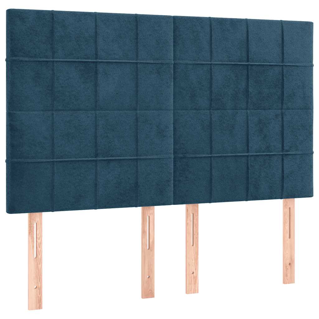 kontinentalseng med madras 140x200 cm fløjl mørkeblå