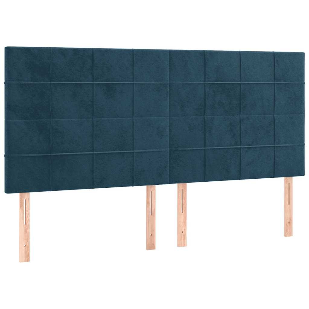 kontinentalseng med madras 160x200 cm fløjl mørkeblå