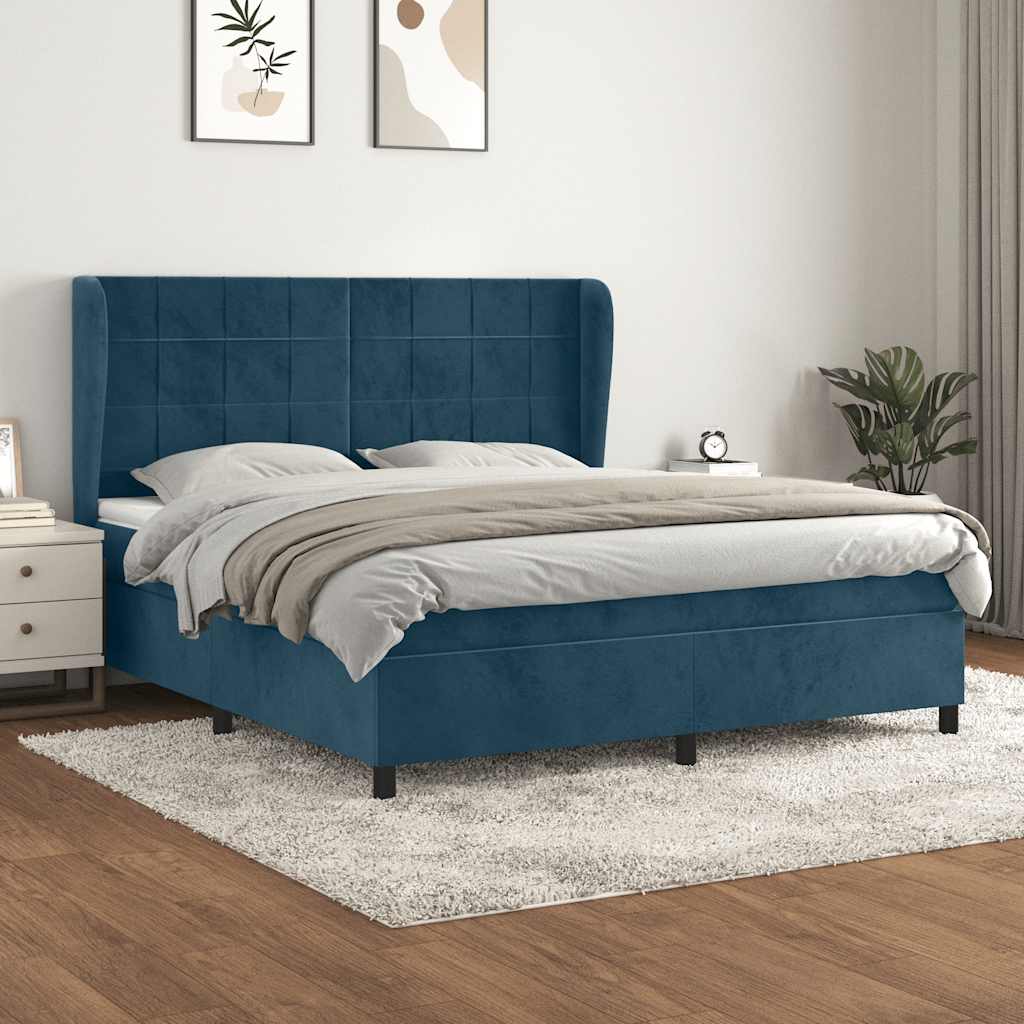kontinentalseng med madras 180x200 cm fløjl mørkeblå