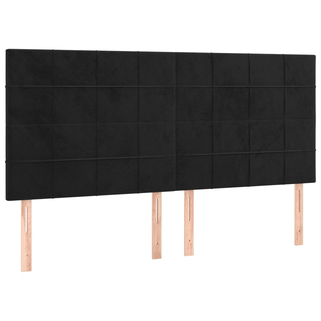 kontinentalseng med madras 200x200 cm fløjl sort