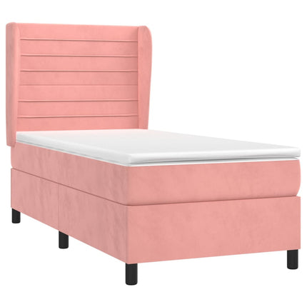 kontinentalseng med madras 90x190 cm fløjl pink