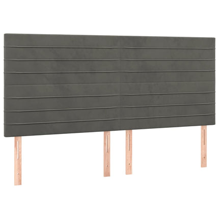 kontinentalseng med madras 200x200 cm fløjl mørkegrå