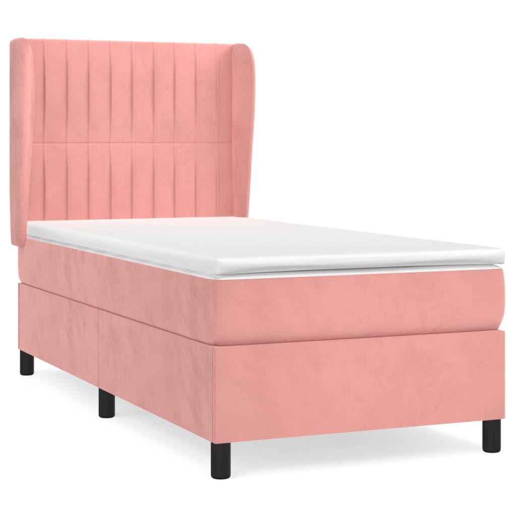kontinentalseng med madras 90x190 cm fløjl pink
