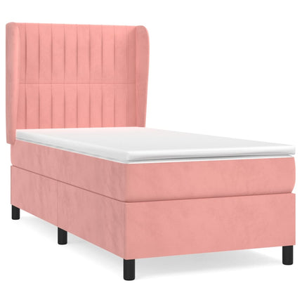 kontinentalseng med madras 90x190 cm fløjl pink