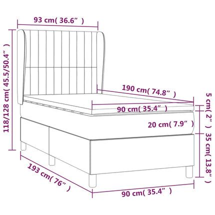 kontinentalseng med madras 90x190 cm fløjl pink