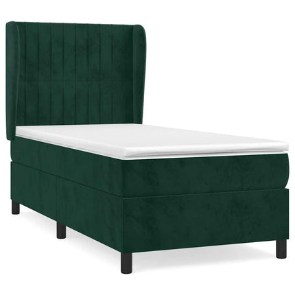 kontinentalseng med madras 90x200 cm fløjl mørkegrøn