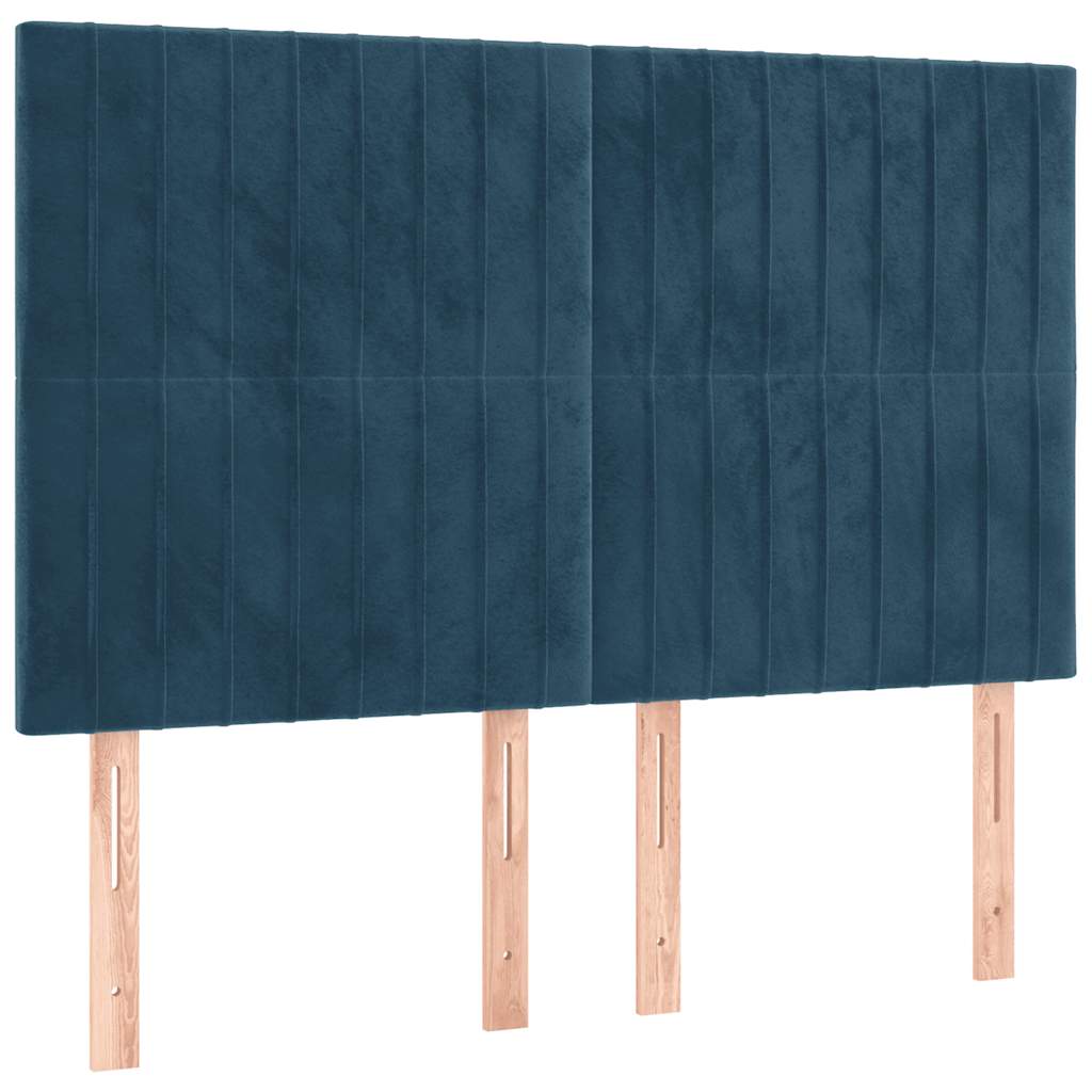 kontinentalseng med madras 140x190 cm fløjl mørkeblå