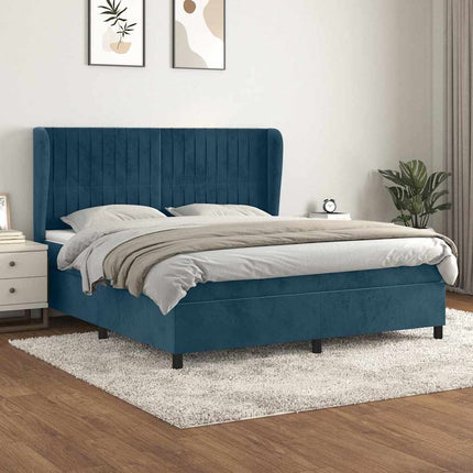 kontinentalseng med madras 180x200 cm fløjl mørkeblå